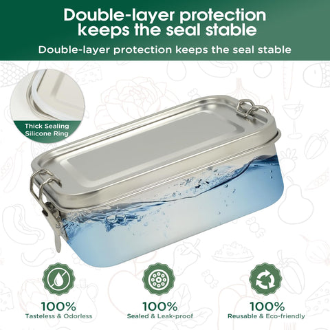 LEEPENK 304 stainless steel construction provides durable, rust-resistant storage for daily meals.