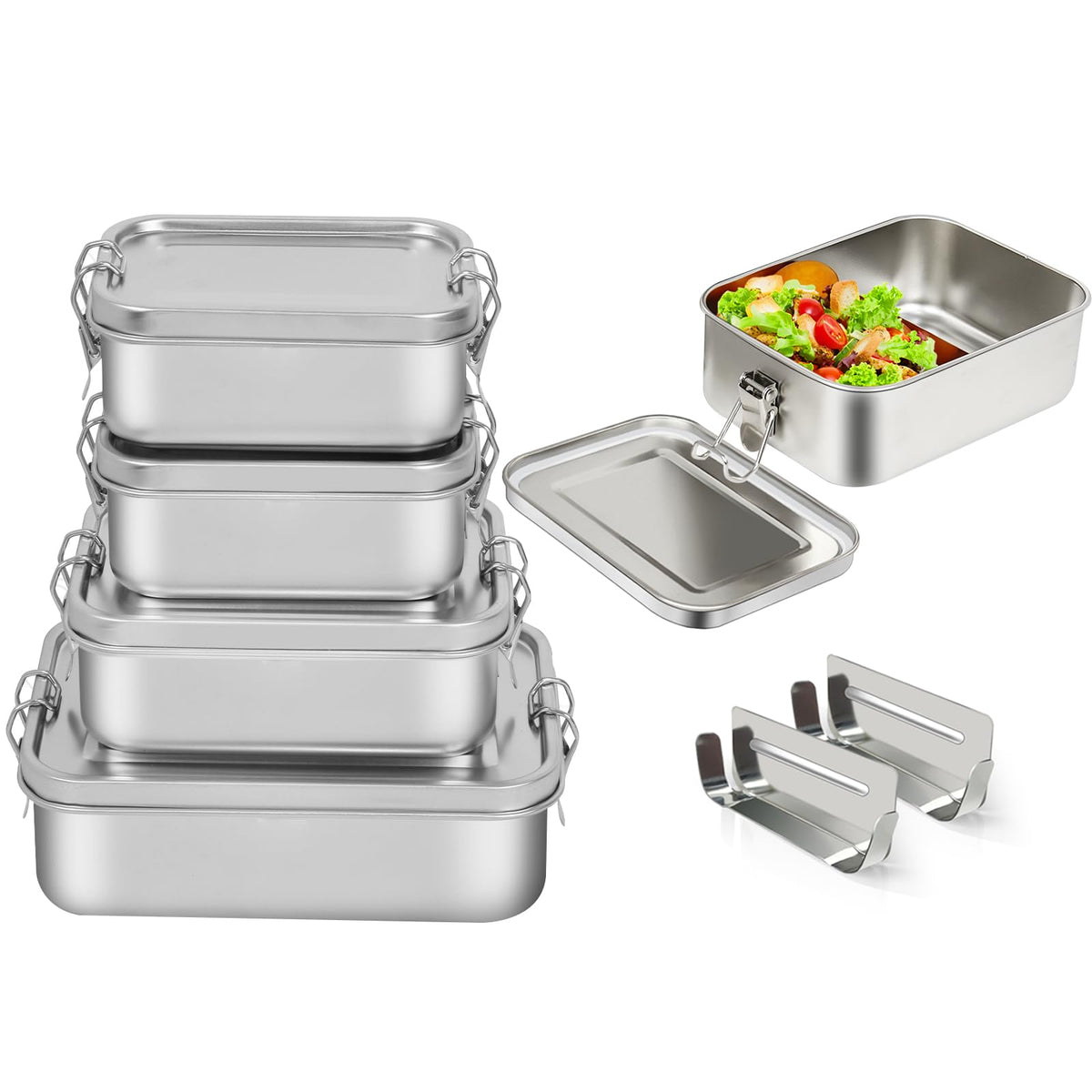 LEEPENK lunchbox 4-pack stackable set keeps meals organized for home and on the go.