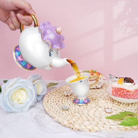 LEEEPENK Mrs Potts tea set on table elevates home decor