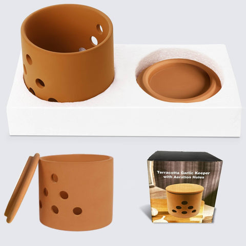 LEEPENK Terracotta Garlic Keeper multi-use storage for garlic, onion, lemon, potato, ginger.