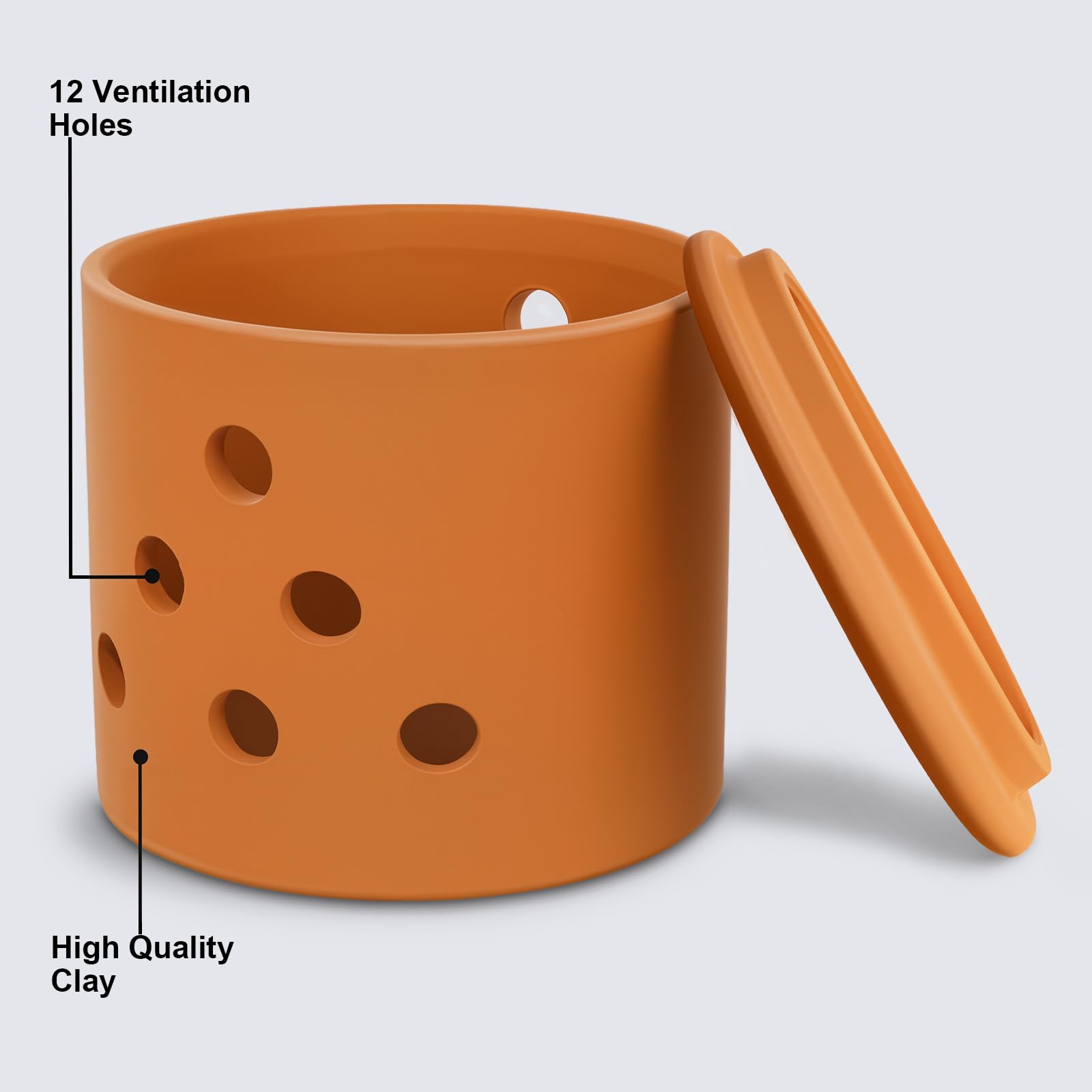 LEEPENK Terracotta Garlic Keeper vented design promotes air flow and freshness.