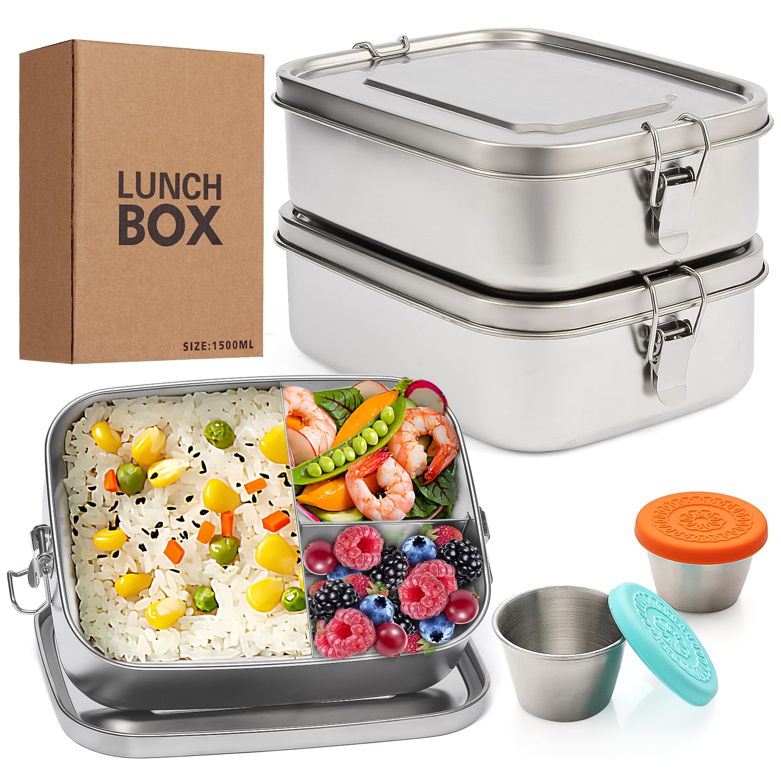 LEEPENK three-compartment lunch box with spill-free design for office meals