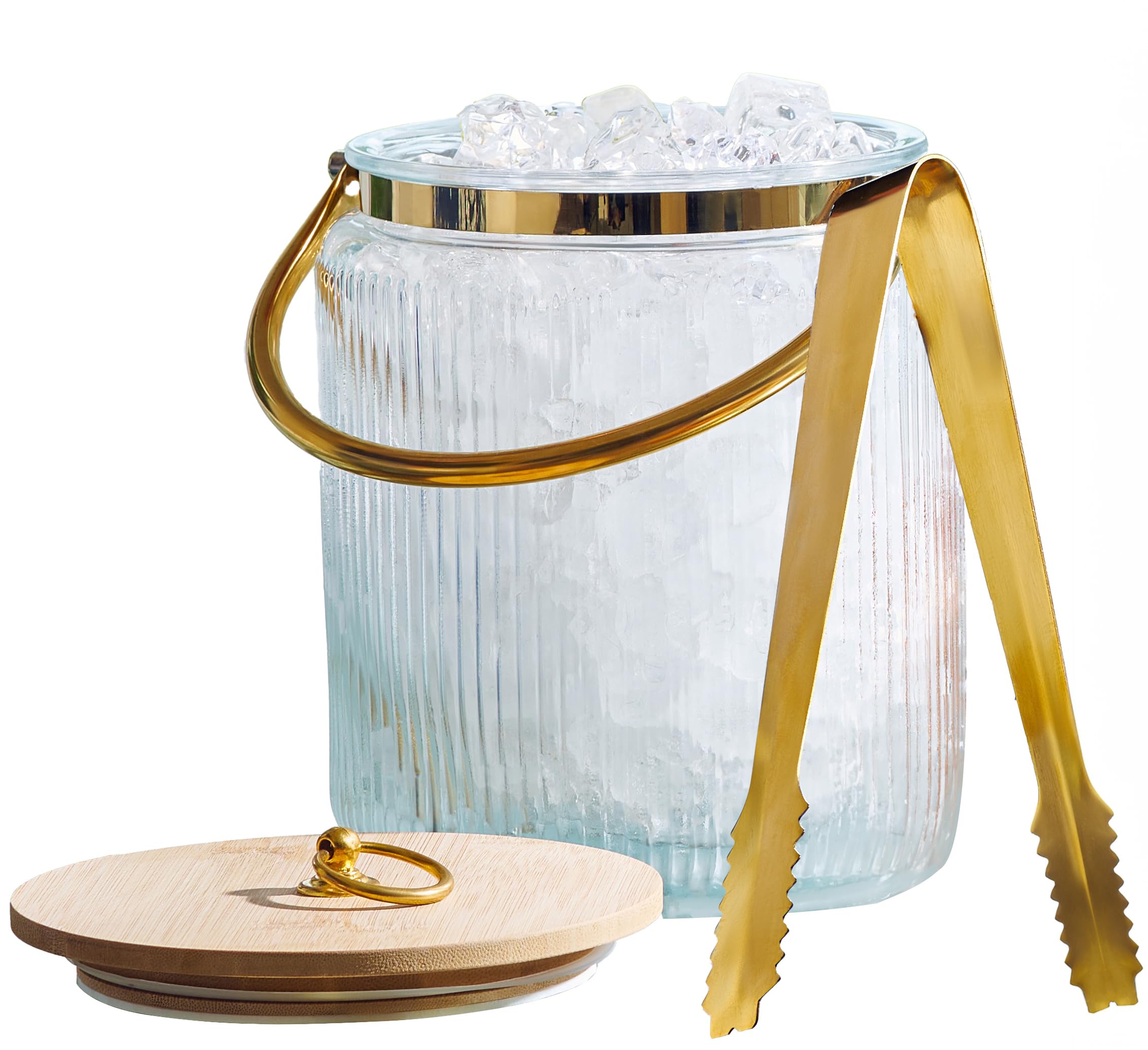 Le'raze glass ice bucket with airtight lid; keeps ice pristine for cocktails