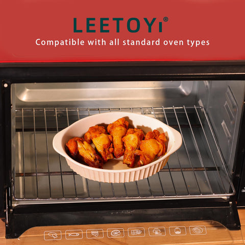 LEETOYI white ceramic pan with glossy glaze on table