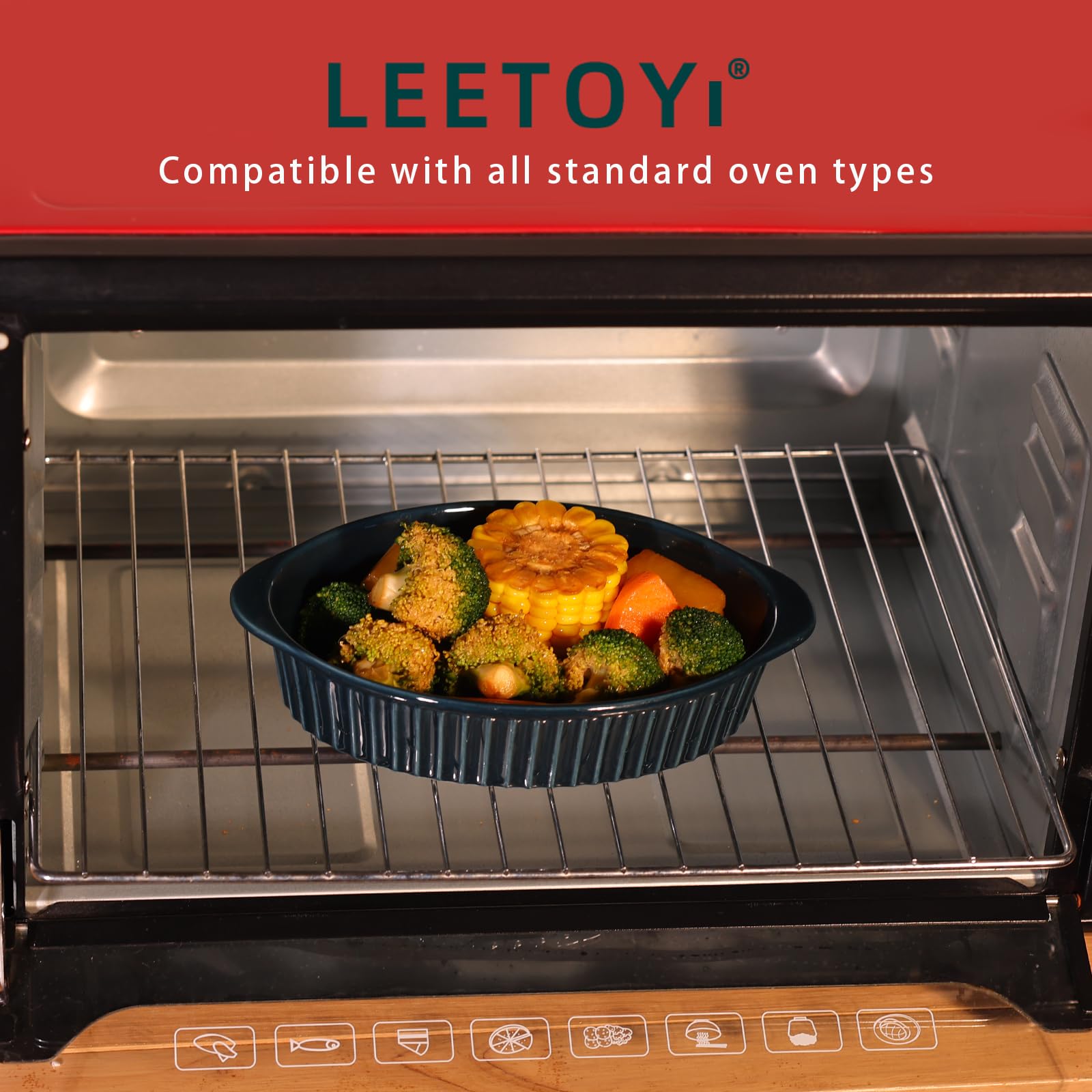 LEETOYI closeup of smooth bright ceramic surface on the oval pans