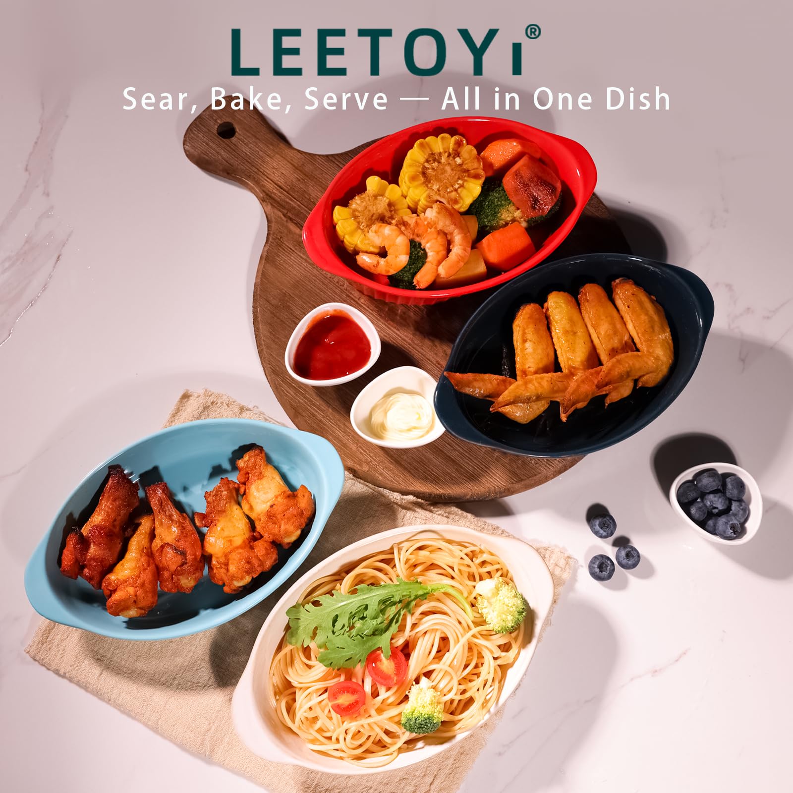 LEETOYI navy bakeware ready for oven use and cooking