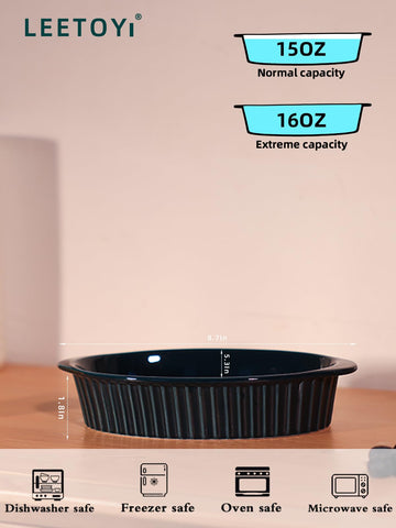 LEETOYI porcelain oval pan with ergonomic double handles for serving