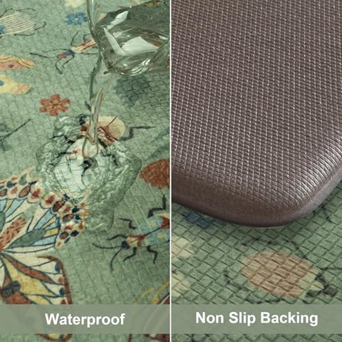 LEEVAN non-slip kitchen mat backing secures placement on floors