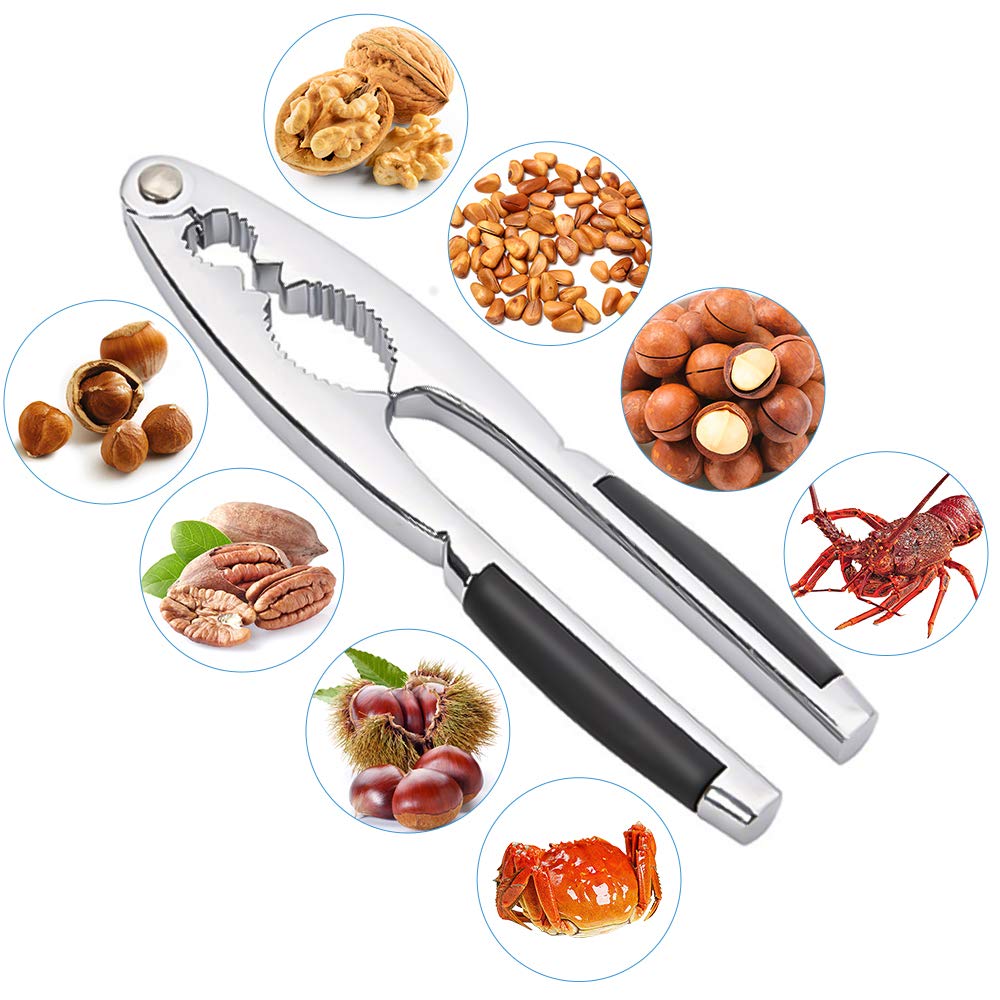 LEFJUBAW Nut Crackers in-use demonstrates effortless cracking