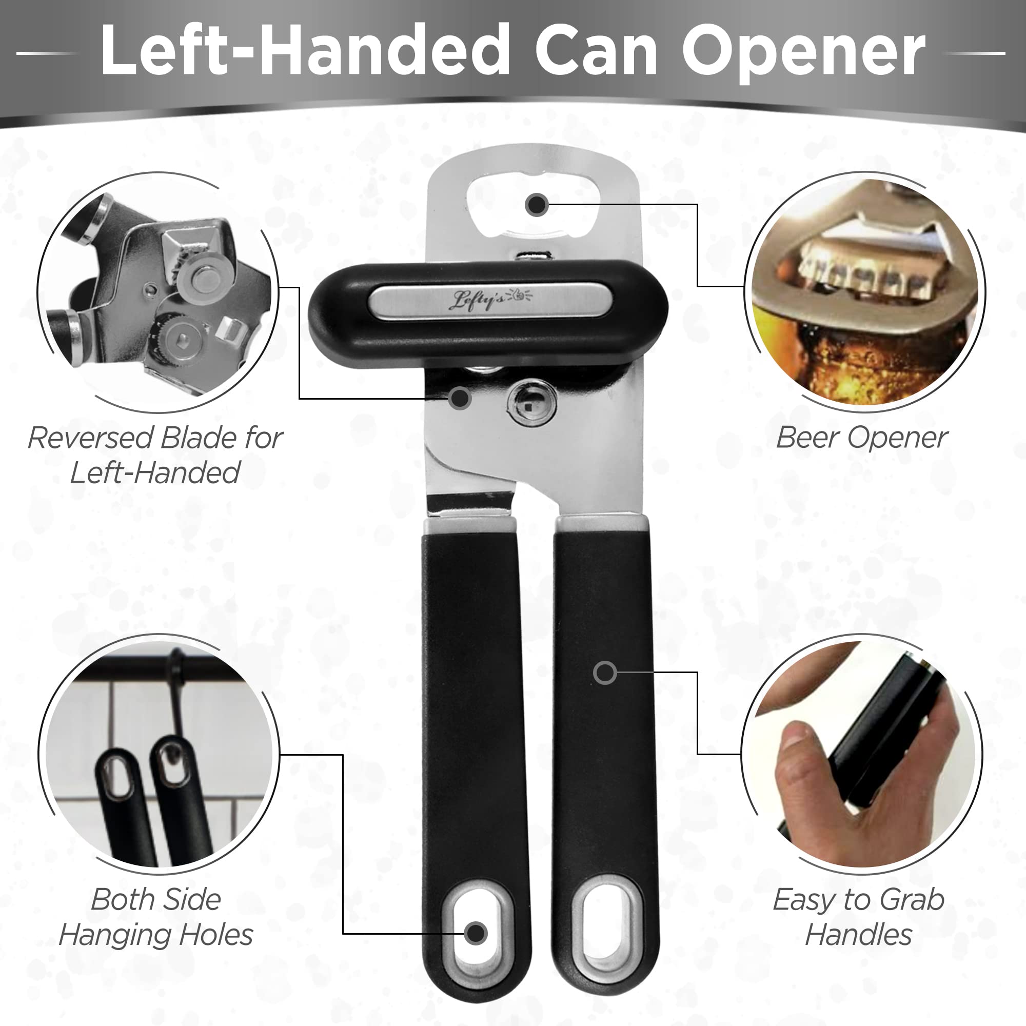 Lefty's left-handed can opener heavy-duty stainless steel for daily reliability