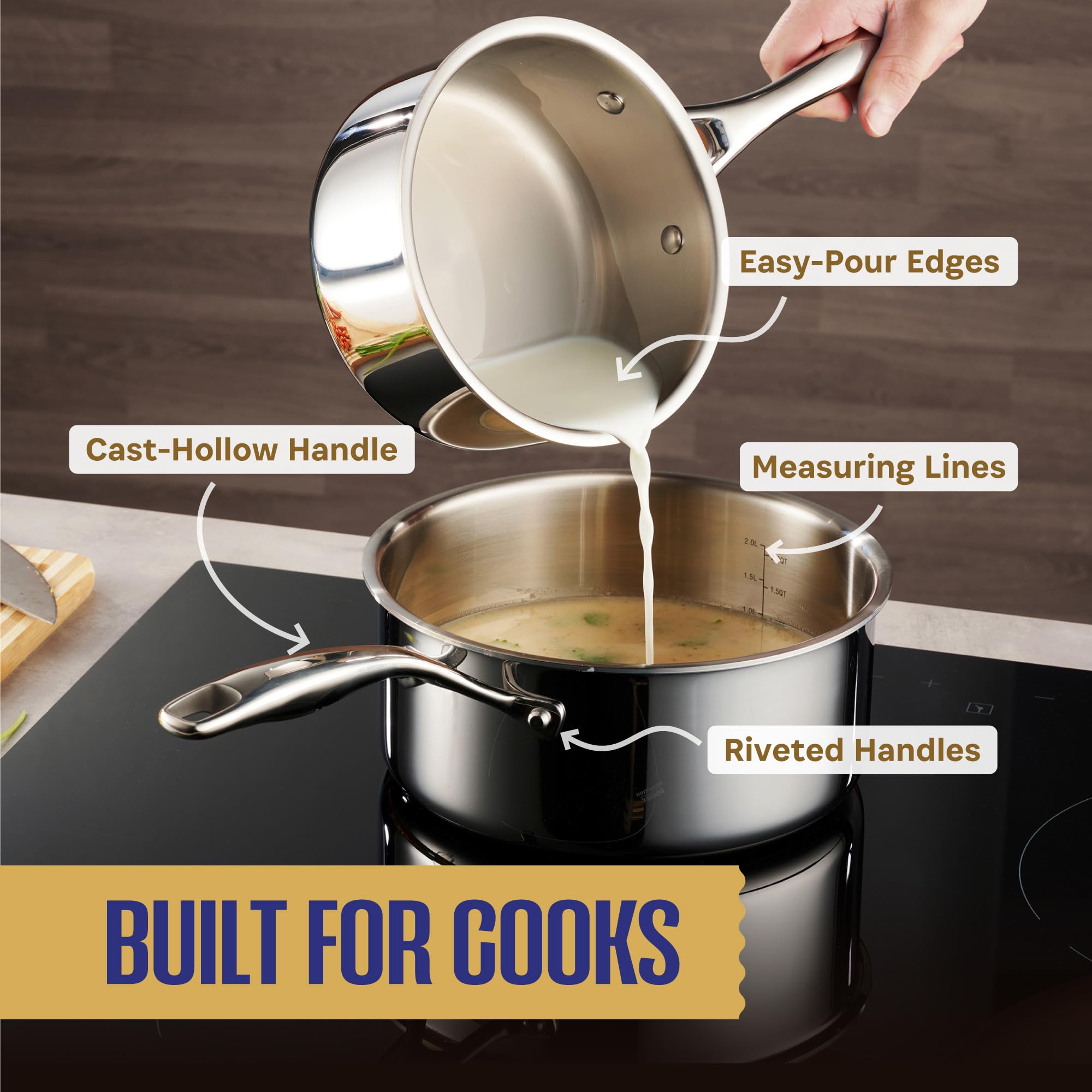 Legend Cookware 3-quart saucepan versatile for simmering and reheating meals