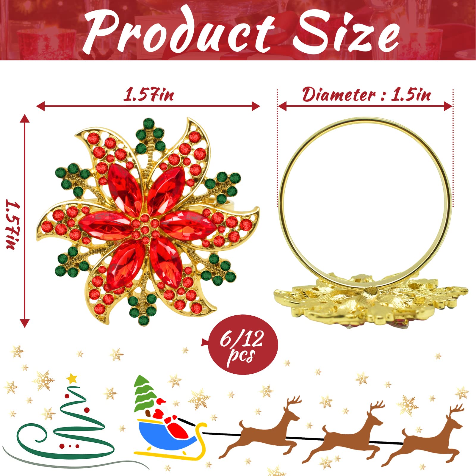 Legigo Christmas flower design napkin ring brightens holiday dining table.