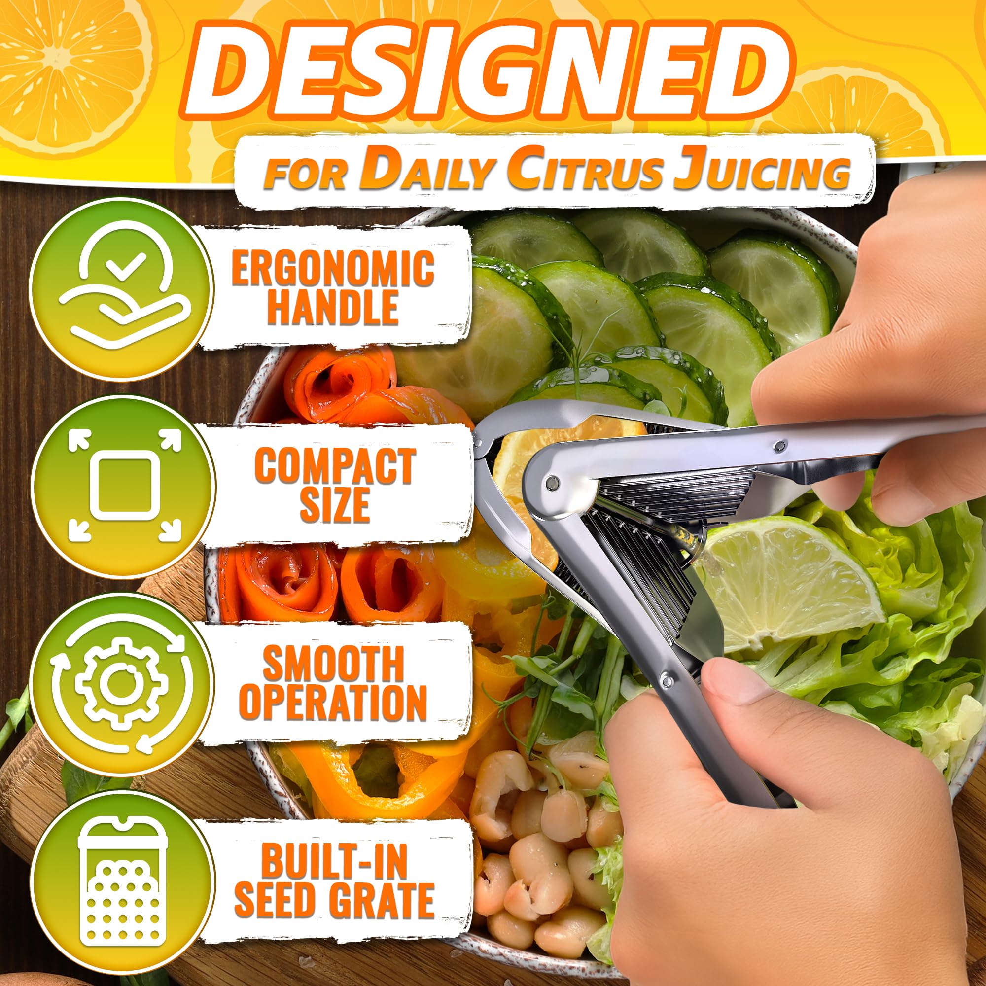 LEGLO fold-flat citrus juicer saves space in the drawer.
