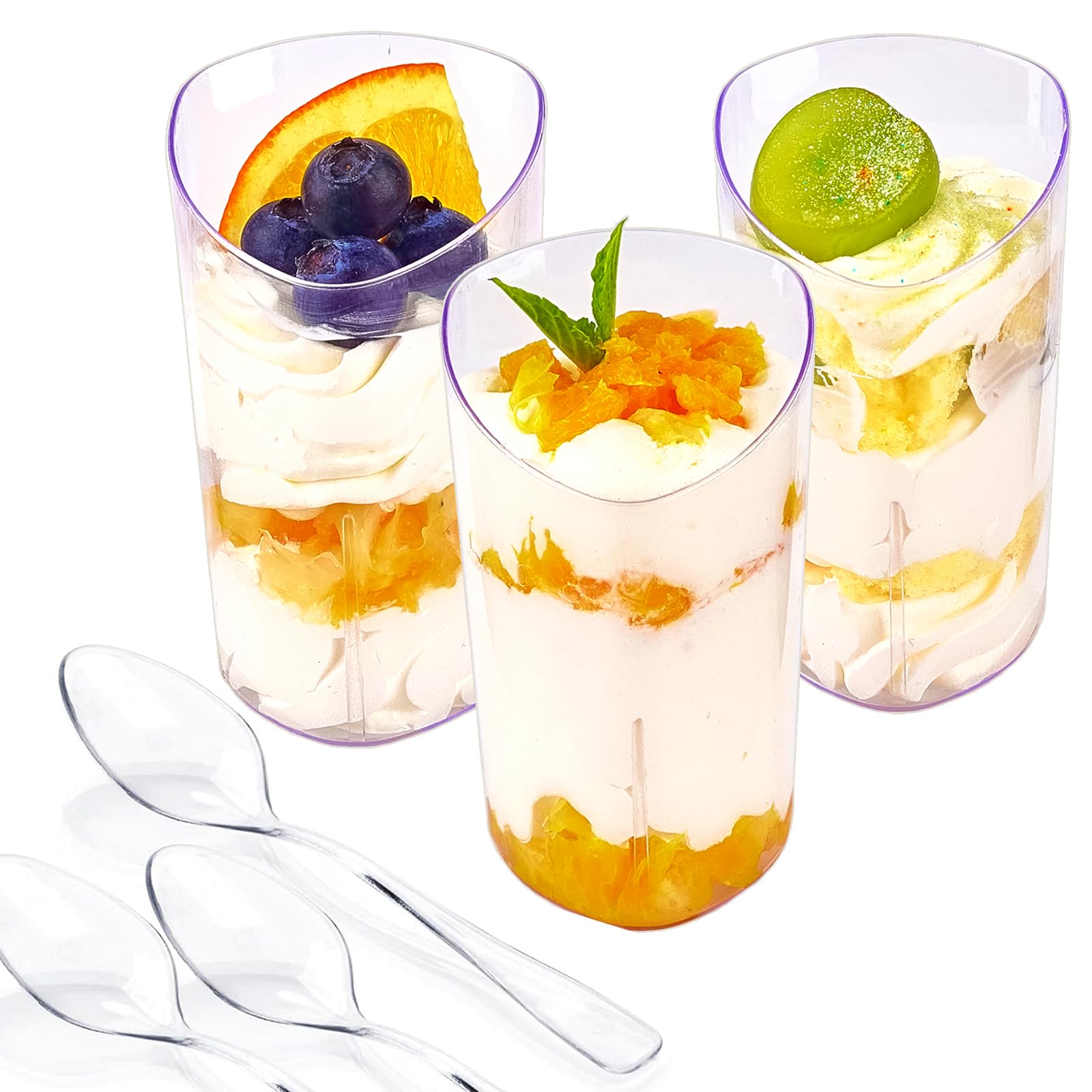 Legredic 50-pack mini dessert cups with spoons for catering and tastings.