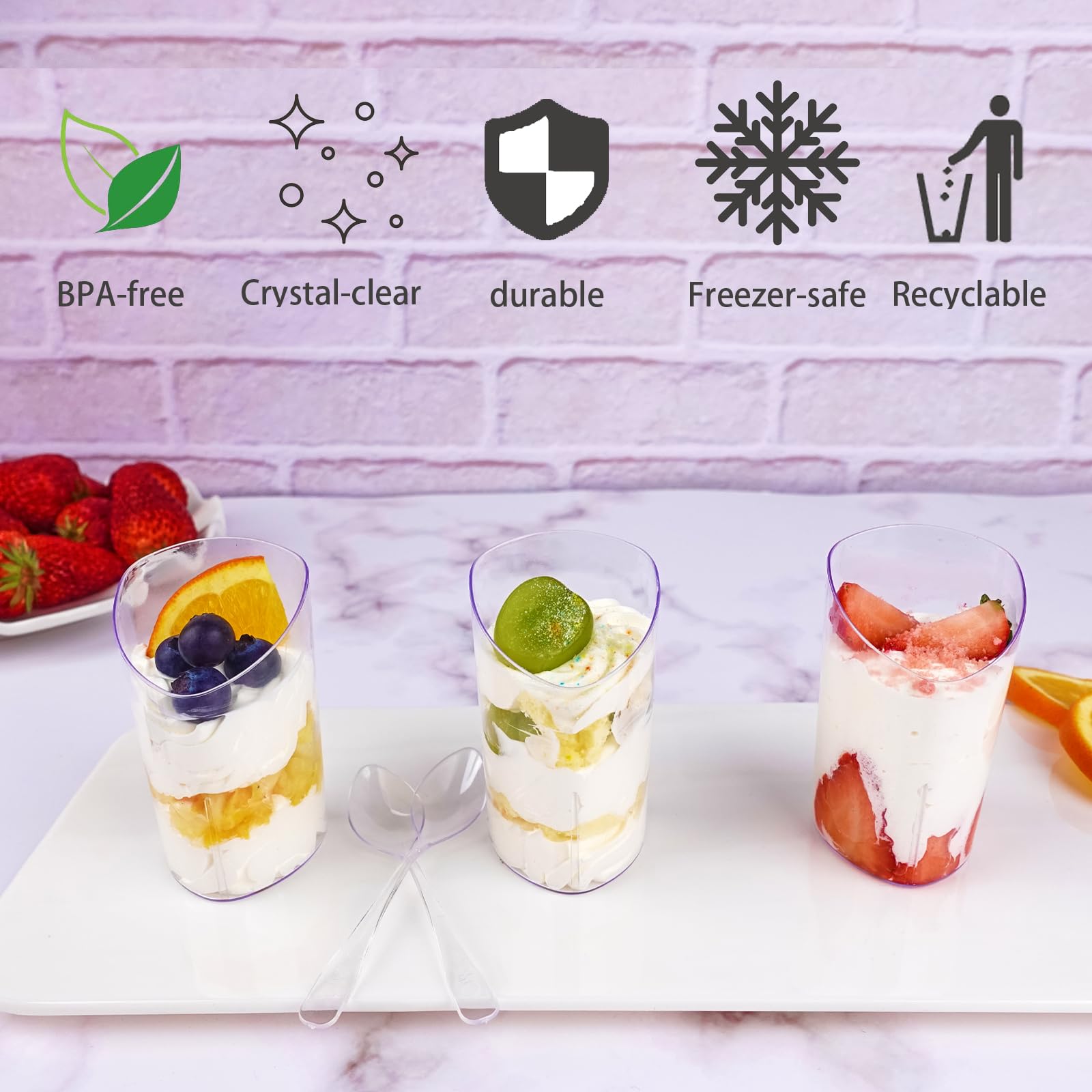 Legredic dessert spoons included with cups enable easy sampling.