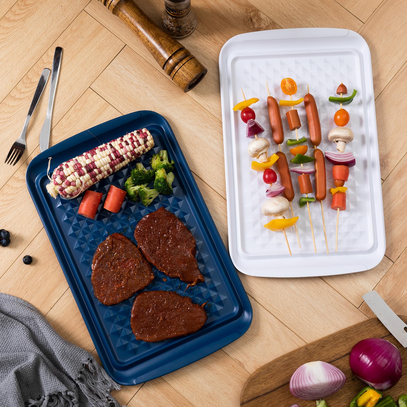 Close-up of LEHAHA diamond design tray for a modern outdoor table