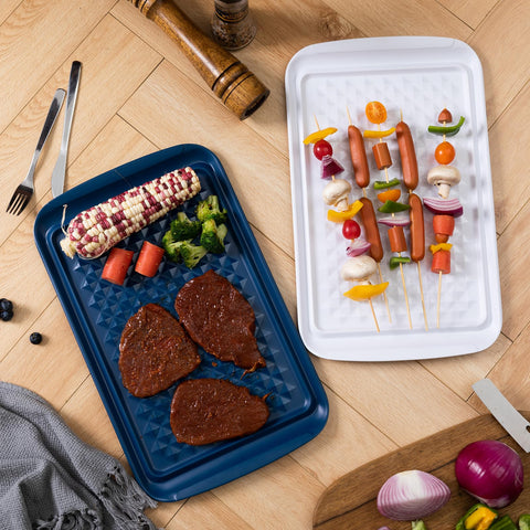 Close-up of LEHAHA diamond design tray for a modern outdoor table
