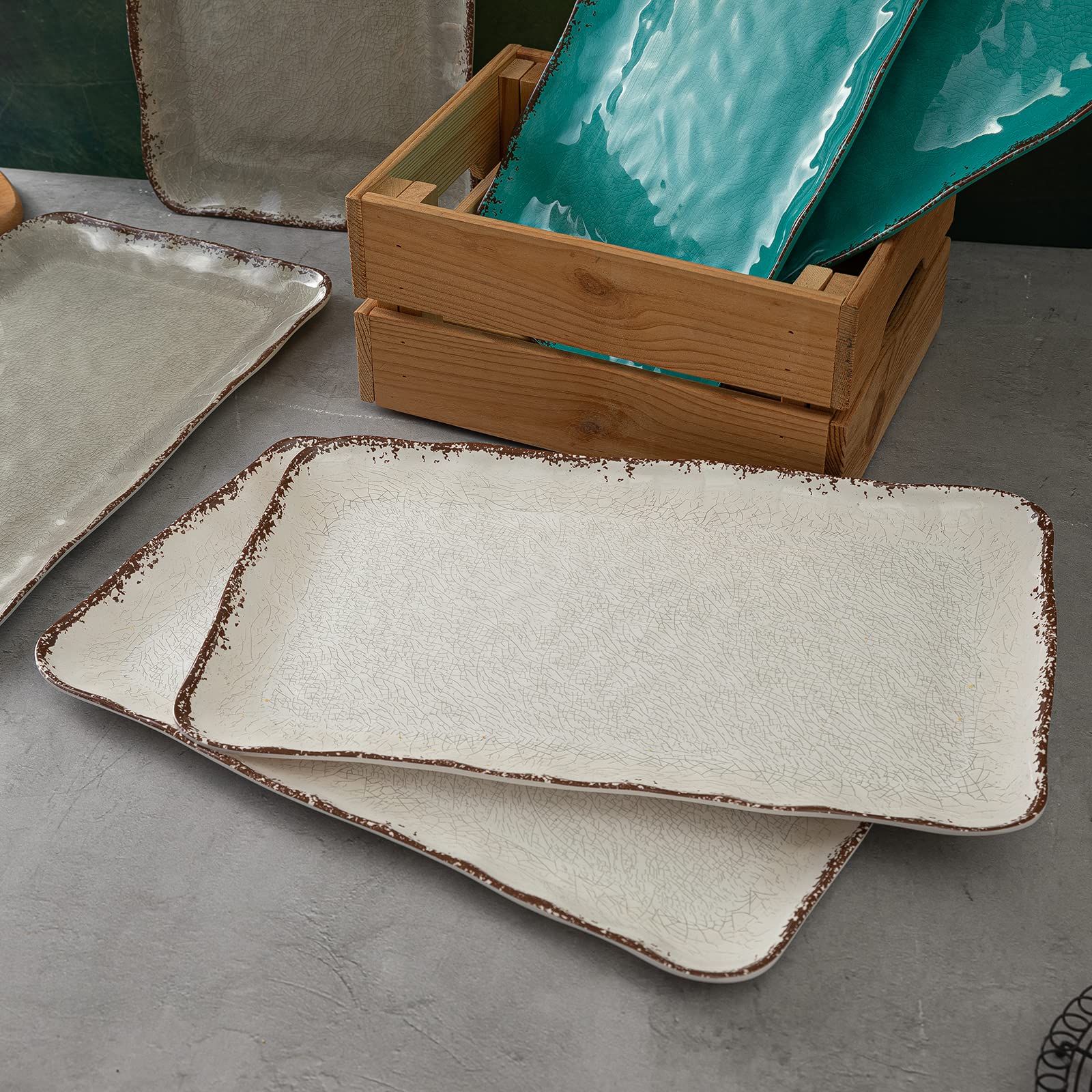 LEHAHA farmhouse serving platter outdoor-ready for patio meals and barbecues