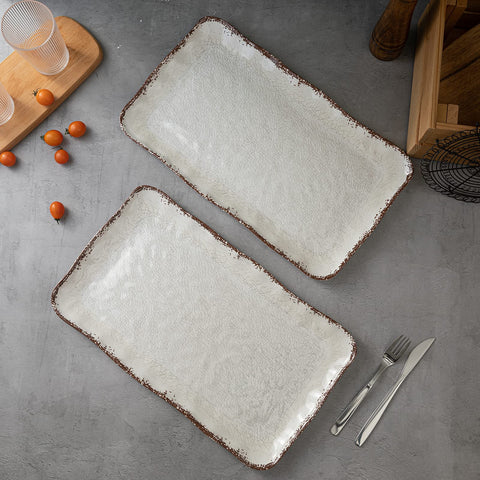 LEHAHA farmhouse serving platter rectangle white suitable for easy picnic servings