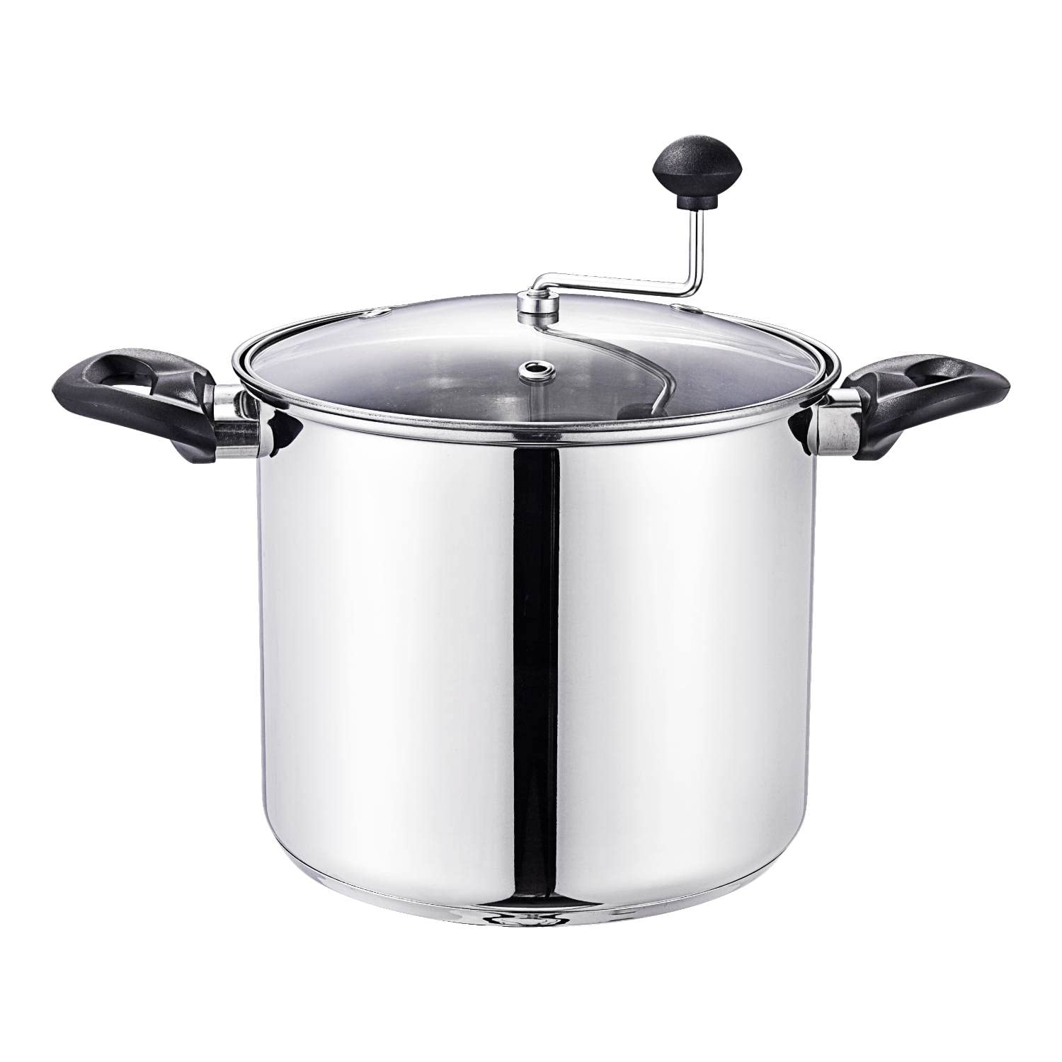 Lehman's manual stovetop popcorn popper on stove for even popping and convenience