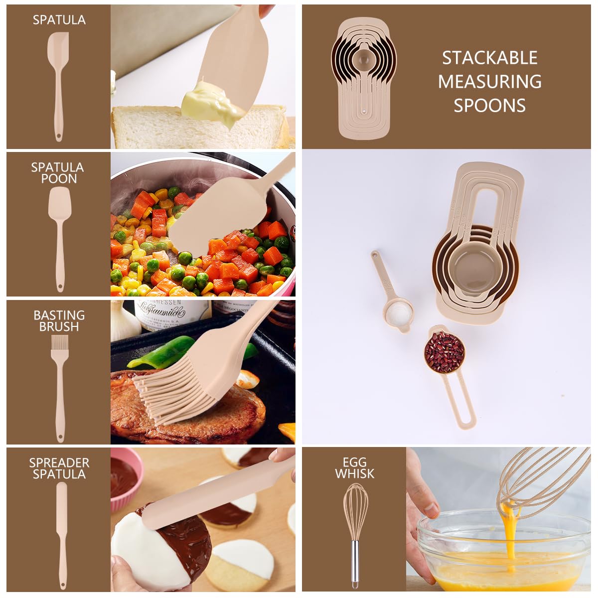 Leidawn accessories include spatula, whisk, and measuring spoons for versatile prep.