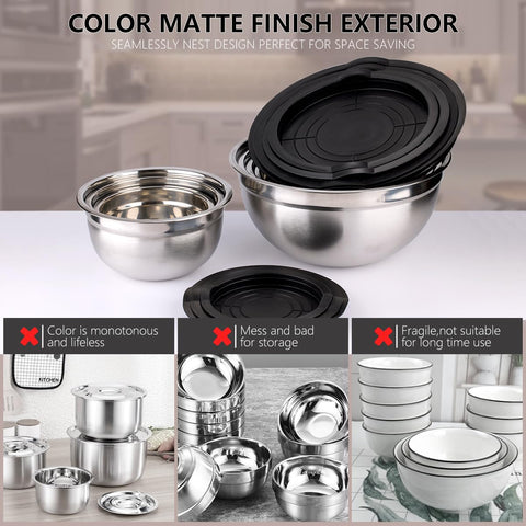 Leidawn bowls and lids are easy to hand wash; avoid dishwasher use