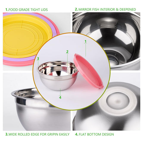 Leidawn stainless steel bowls with mirror interior for easy cleaning and shine