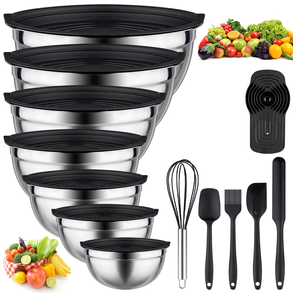 Leidawn mixing bowls set with nesting design for compact, organized prep