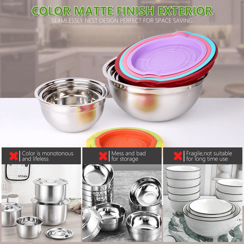 Leidawn mixing bowls with accessories for complete prep and serving tasks