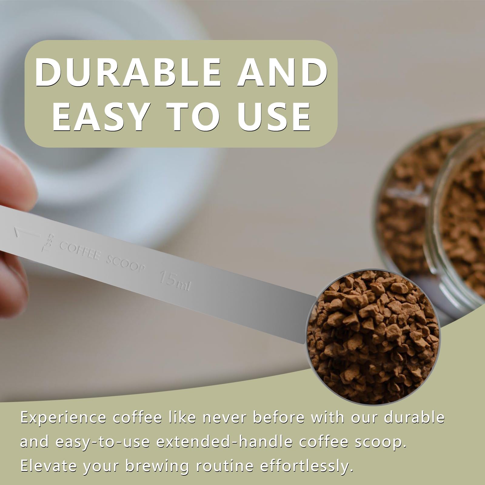 LEIFENY dishwasher-safe coffee scoop for quick, hassle-free cleanup