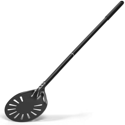 Leightszen 6-inch perforated pizza peel showing perforations for quick steam release and less burning