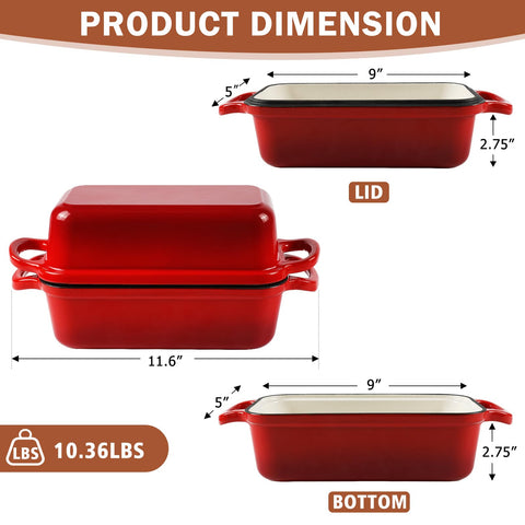 Leiroonkasst enameled nonstick coating ensures easy release and simple cleanup.