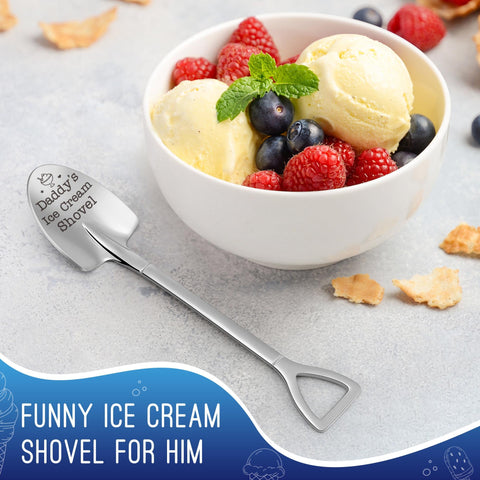 LEJIAJINW Daddy's Ice Cream Spoon engraving showcased for gifting.