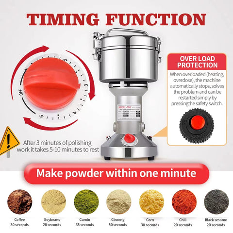 LEJIEYIN grinder with stainless steel blades for grains and herbs