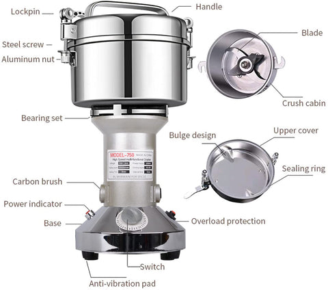 LEJIEYIN grain mill grinder dry grains jar ready for fast pulverization