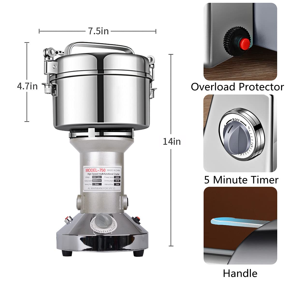 LEJIEYIN compact kitchen grinder fits neatly on a home countertop
