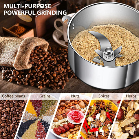LEJIEYIN grain mill grinder top cover showing durable stainless steel design
