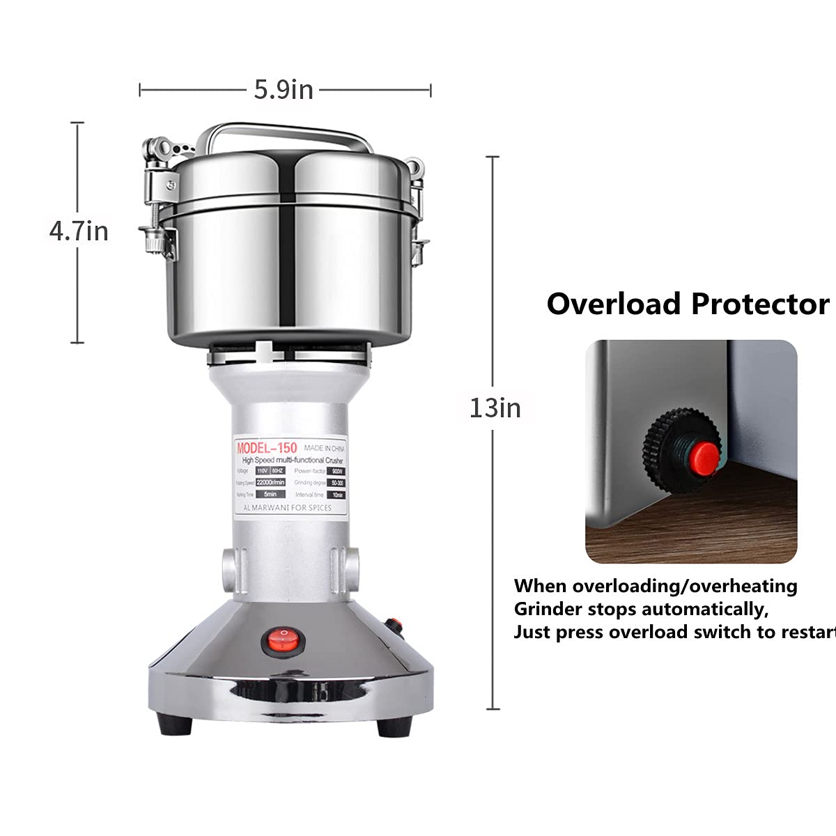 LEJIEYIN grain mill lid with safety lock for secure operation.