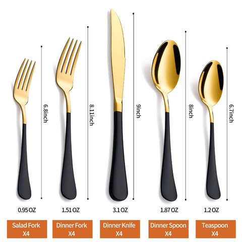 Lekoton 18/0 dinner knife with gold finish enhances table decor