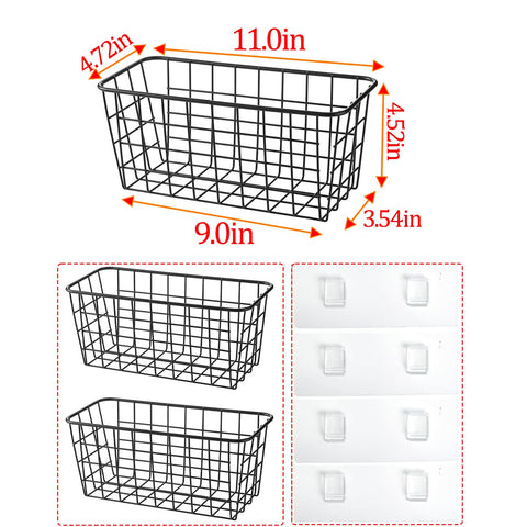 LeleCAT 2-set adhesive cabinet door basket side view demonstrates slim profile