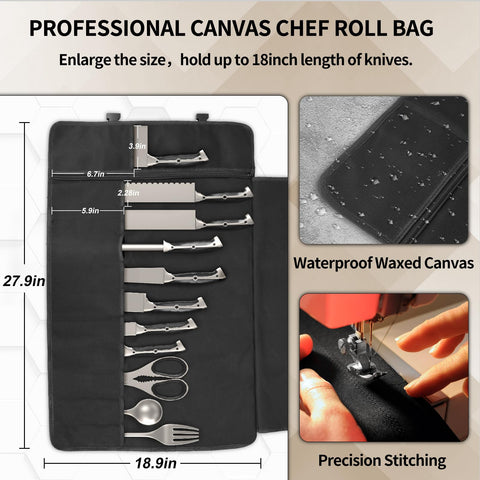 lelezone Upgraded Knife Roll Bag side pocket keeps smaller tools organized and accessible
