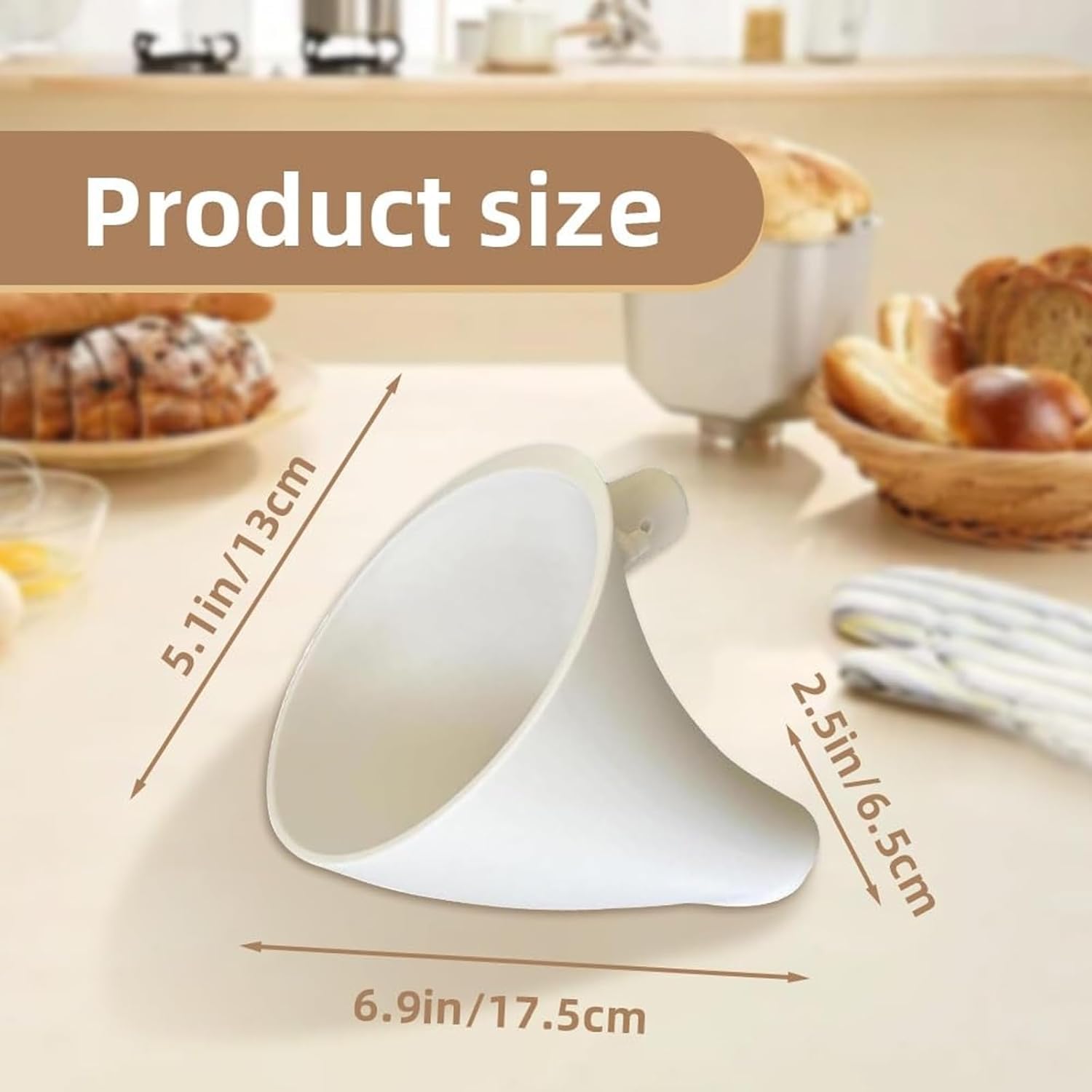 LELLURE Counte flour funnel multi-use kitchen prep helper for jars and batter.