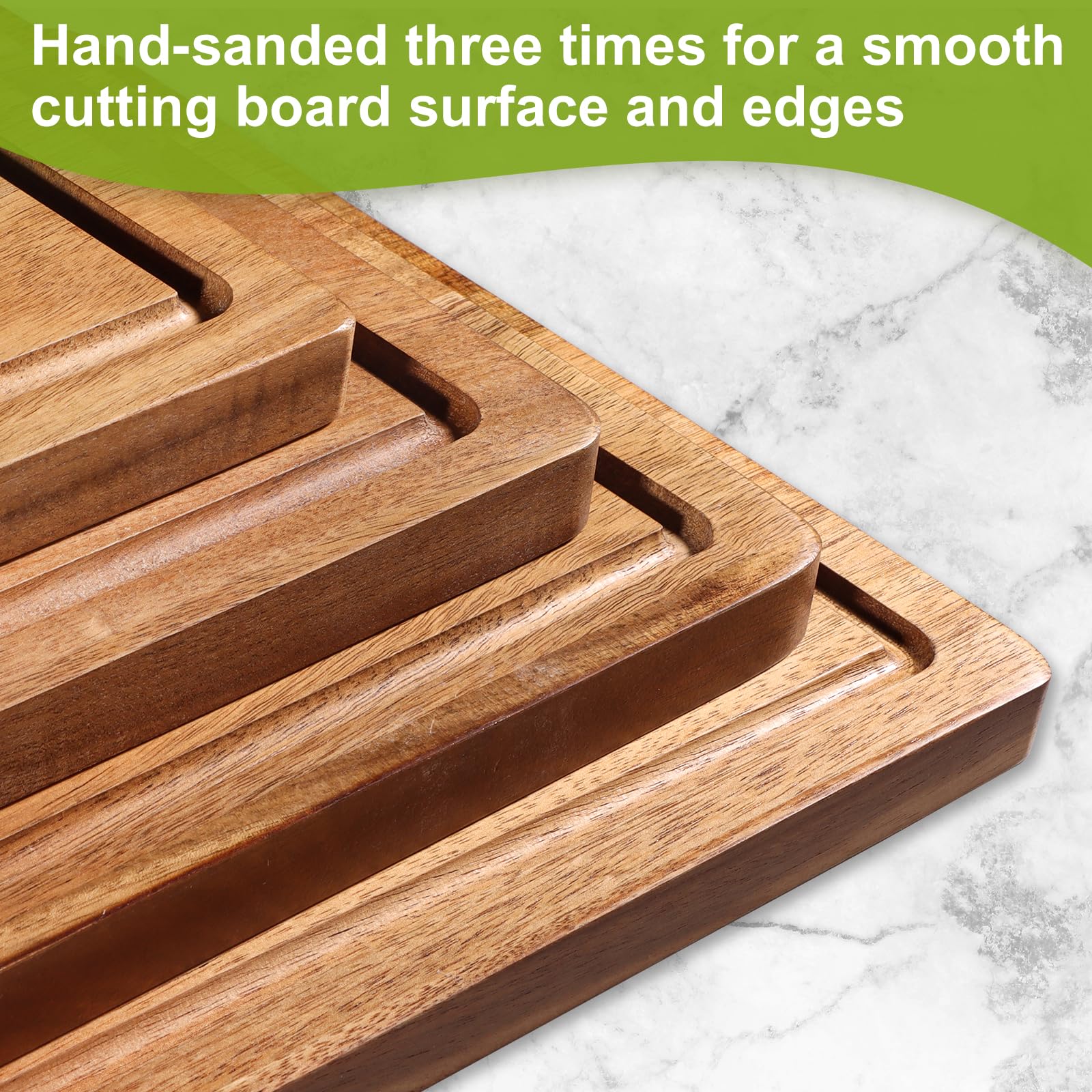 Lelwoy acacia cutting boards set4 12x9 front view versatile prep