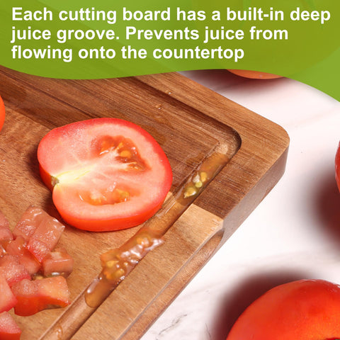 Lelwoy acacia cutting boards set4 12x9 side view lasting surface