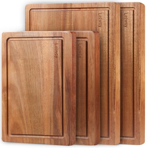 Lelwoy acacia cutting boards set4 17x12 front view for spacious meal prep