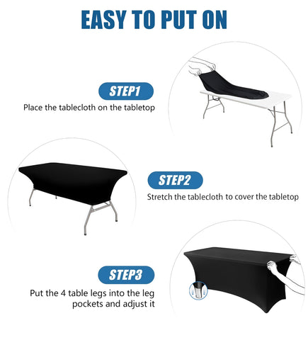 Elastic edge grips the table for a taut, wrinkle-free look.