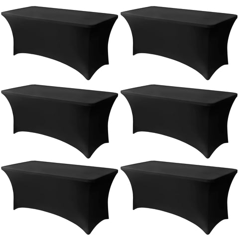 Lemict 6ft black table cloth folded for storage, showing compact form and color.