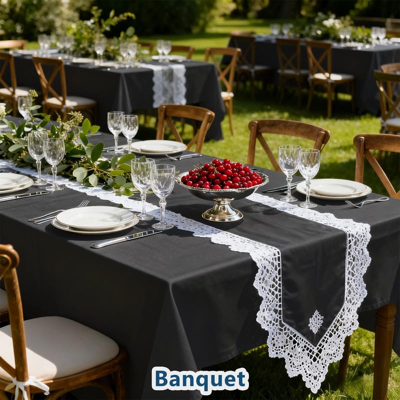 Lemict rectangle tablecloth offers a 7-foot fit for banquet tables.