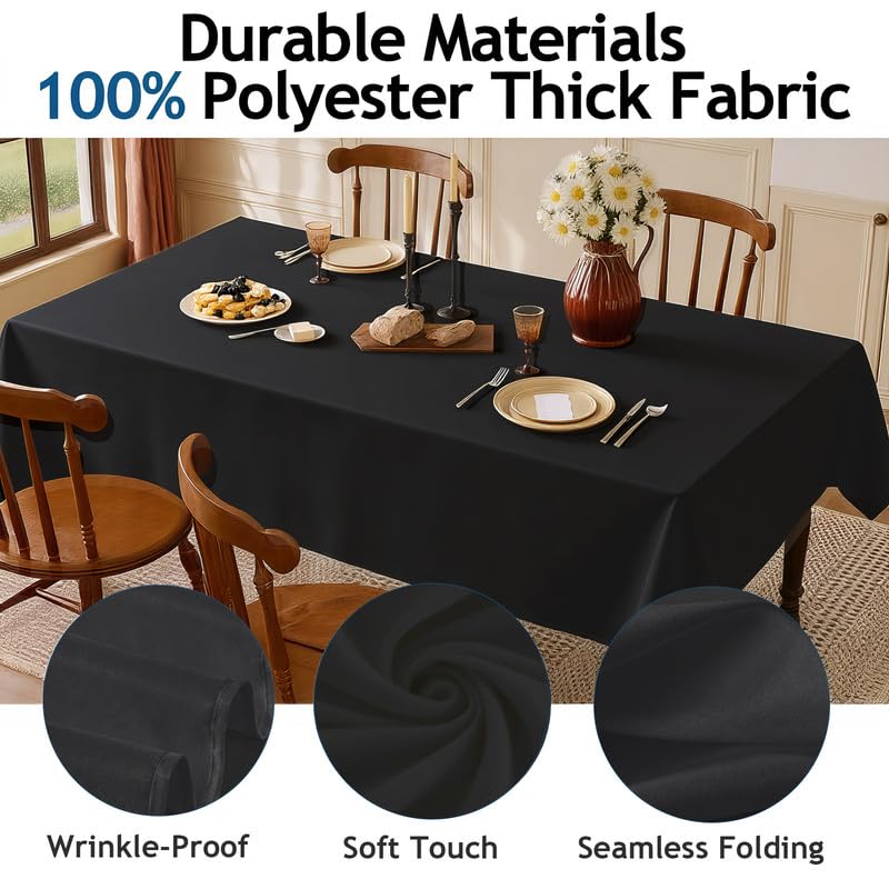 Lemict tablecloth stain-resistant surface protects tables during meals.