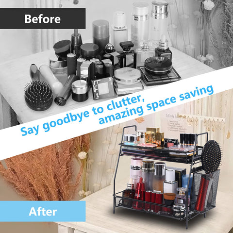 LEMIKKLE bathroom makeup organizer showcases cosmetics for quick daily routines